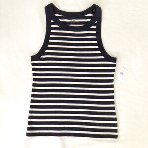 GAP Ribbed Cotton Tank Navy & White Stripe Sz S